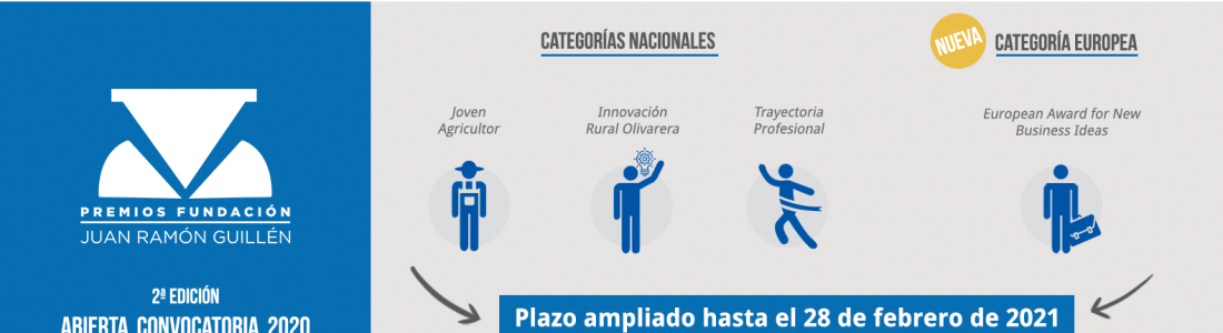 Ampliado el plazo de presentación de candidaturas de los Premios Fundación Juan Ramón Guillén al desarrollo del sector olivarero Ampliado el plazo de presentación de candidaturas de los Premios Fundación Juan Ramón Guillén al desarrollo del sector olivarero